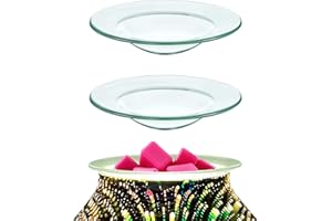 DOREPHINE Replacement Glass Dish For Oil Burner and Wax Melt Burner, Round Glass Tray For Aromatherapy Lamp and Yankee Tart Warmer 10cm (2Pcs, 4")