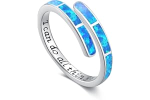 Glaube Liebe Hoffnung/Ich kann alles machen Ring 925 Sterling Silber Opal Ring Schmuck Verstellbarer Ring Damen Mädchen Frauen