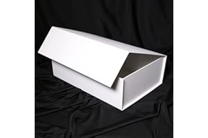 JAZLAX Luxury Gift Box for Presents, White x1 Magnetic Gift Boxes - Size 28x20x9cm, Folding Gift Box for Birthday Wedding Anniversary Valentines etc (White - 1 Box)