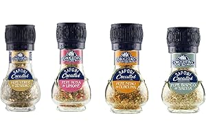 Zeus Party Set di 4 Tipi di Pepe La Drogheria 1880 Linea Macinelli - Perfetti come Condimenti con Pratico Macinello sul Tappo