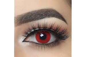 MYSA LENS® Lentilles De Contact De Couleur Fantaisie Crazy Lens Cosplay Halloween Yeux Rouge Oeil Rouge Demon Red Out Etui Offert 12 Mois sans correction