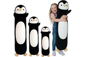 Kekeso Peluche Pingouin, Long Oreiller Pingouin Ultra Doux, Peluche Câline en Forme de Coussin Corporel, Cadeau de Noël pour Enfants & Adultes (Noir, 60cm/23.62in)
