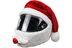 Kaxenig Couvre-Casque De Moto du Père Noël, Housse De Casque Moto Peluche Universel, Couvre-Casque De Moto Housse Protection Complet Full Face Casque, Chapeau De Noël, Cadeaux De Noël (sans Casque)