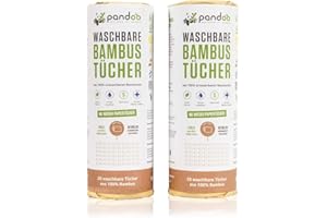pandoo | Rouleau de papier essuie-tout lavable pour la cuisine | Produit écologique et réutilisable en fibre de bambou | 20 feuilles - Lingette plus absorbante