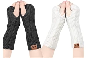ECOMBOS Fingerlose Handschuhe Damen - Winter Armstulpen Handschuhe Damen Pulswärmer Strick Kurzer Gestrickte Halb Fingerlose Fäustlinge