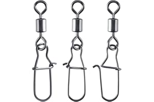 Alwonder 50 STK Sicherheitswirbel Angel Wirbel Set Tönnchenwirbel + Easy Snap Karabinerwirbel Angeln Lock Snaps Edelstahl Spinnwirbel Tonnenwirbel zum Spinnfischen, Hecht, Barsch,Wolfsbarsch