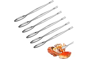 EQLEF Cubiertos Marisco Acero Inoxidable, 6 Piezas 20cm Largas Cubiertos Marisco Arcos Juego de Cubiertos para Marisco Pinzas Bogavante para Restaurantes Familiares