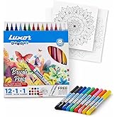 Luxor Doodles Brush Pens with FREE Mandala Art Kit | 13 Shades + Blender | Ultra Soft Tip for Calligraphy, Coloring & Doodlin
