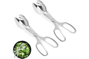 YHSKJCD 2 Pezzi Pinza Per Insalata A Forbice,In Acciaio Inox Per Barbecue Pinza Cottura Cibo Pinze Buffet A Forbice Pinze Pinze Da Cucina Multifunzione Per Torte,Pane,Barbecue,Snack Vari,Cucina Accessori