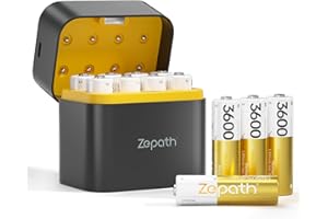 Zepath 12 PCS 1,5V AA Lithium Batterie Ricaricabili con Caricabatterie 8 Slot, 3600mWh Dobbia A Batterie Ricaricabili con 2000+Tech