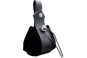MAYTING Marsupio Portatile in Finta Pelle Medievale Cintura con Coulisse Marsupio per Costumi Rinascimentali Accessori LARP Cintura Vichinga Vintage Marsupio (D)