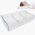 Gluckluz Memory Foam Pillow Contour Orthopedic Cervical Pillow Bed Sleeping Pillow with Washable Pillowcase for Side Sleeper Shoulder Back Stomach Support (White)