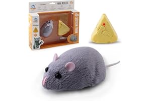 Giwnuq Jouet de Chat robotique de Souris, Son grinçant automatiquement réaliste en Mouvement électronique avec télécommande pour l'intérieur et l'extérieur