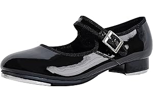 flexdans Tap Shoes,Slide Buckle Strap Patent Leather Tap Shoes Mary Jane for Girls Women Adult