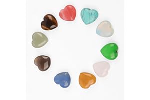 HOVIN 10 PCS Edelsteine Rosenquarz Kristalle Steines Herz Glückssteine Heilsteine Set 25mm, 2.5cm