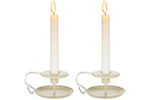 Nuptio 2 Pezzi Portacandele retrò in Ferro Chamberstick, Portacandele Conico per Tavoli, Supporto Vintage a Lume di Candela per Natale Halloween Festa Nozze Regalo Inaugurazione della Casa