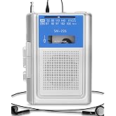 Semier Walkman - Taşınabilir kaset kaydedici AM FM klasik b&uuml;y&uuml;k hoparl&ouml;r ve kulaklık, entegre mikrofon, DC veya AA pil ile &ccedil;a