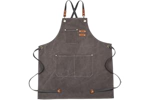 MORWEALTH Kochschürze Grillschürze Für Männer und Frauen,Küchenschürze für Herren Verlängert Canvas Wasserdicht Arbeitsschürze, Kreuz-Rücken Design, Schürze Damen extra lang