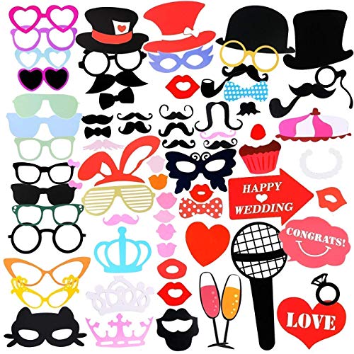 Unique Store 75PCS Accessoires Photobooth Bricolage Moustache Lunettes Chapeau Lèvre avec Bâton pour Fete Vacances de fête de noël fête d'anniversaire fête de Mariage