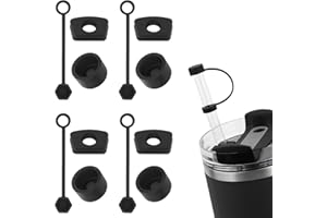 TOMATOFRYDAN Stanley Cup zestaw 4 akcesoriów, szczelne, silikonowe zatyczki do kubków Stanley Cup H2.0 40oz, silikonowe pokrywki na słomkę do kubków Stanley, silikonowe pokrywki na słomkę (czarne)