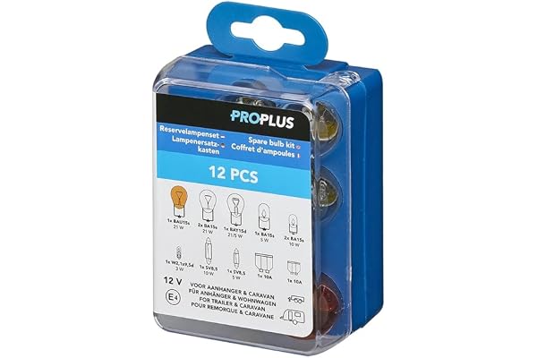 ProPlus Coffret d'ampoules pour remorque & Caravane 12-pièces, Argent