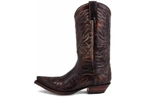 DJFOG Herren Ritterstiefel Bikerstiefel Stickerei Vintage Hohe Stiefel Western Cowboy Stil Motorradstiefel Spitze Ritterstiefel