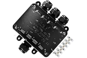 SRXWO Scatola di giunzione 4 vie, connettore per cavo impermeabile IP66, nero Scatola di giunzione elettrica scatola derivazione esterna interna per Ø 5-10mm per illuminazione da giardino sotterraneo