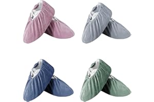 FENGCHUANG 4 Stück Schuhüberzieher, Rutschfeste Sohle Überzieher Schuhe, Flanelltuch Überschuhe, Wiederverwendbar Überziehschuhe, für Wohnungen, Bibliotheken, Staubgeschützte Werkstätten