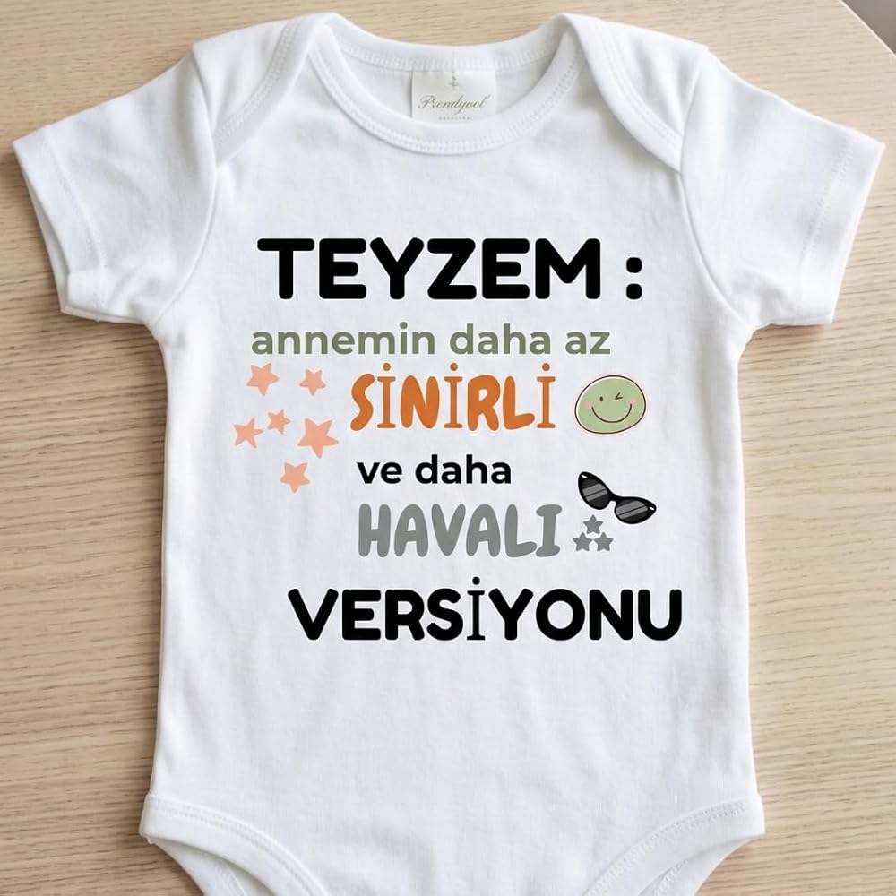 Teyzem Yazılı Bebek Zıbın Teyzem Temalı Komik Tasarımlı Bebek Hediyesi (6-9 ay)