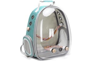 Interfashioner® Bird Backpack Carrier, Space Capsule Astronaut Transparent Clear Bubble Window Bird Travel Carrier Backpack with Standing Perch Tray Food Cups