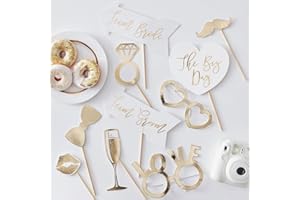 Ginger Ray Gold Foiled Wedding Photo Booth 10 Stück, Geblümt