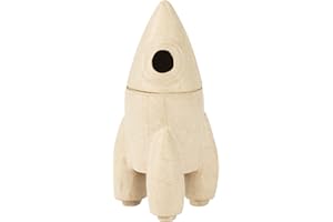 Decopatch BT074C - Scatola a forma di razzo da decorare in cartapesta Marrone - Scatola piccola - Contenitore - FAI DA TE e Hobby Creativi - 11,5x11,5x22,5 cm