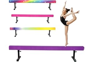GÉNÉRIQUE Poutre d'équilibre pour en-fants - 17-55 cm, réglable en hauteur, pliable, équipement de gymnastique portable avec pied pour fitness, entraînement et gymnastique (violet)