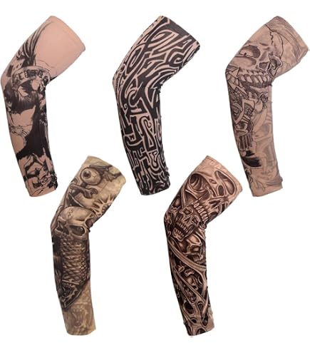 Manicotto Tattoo Finto Modello W59 - Mezza Manica Con Stampa Rosa