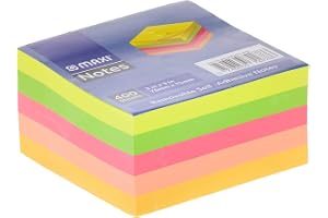 MAXI STICKY NOTES 75X75MM 5X80 ASSORTED NEON COLOR 400 SHEETS