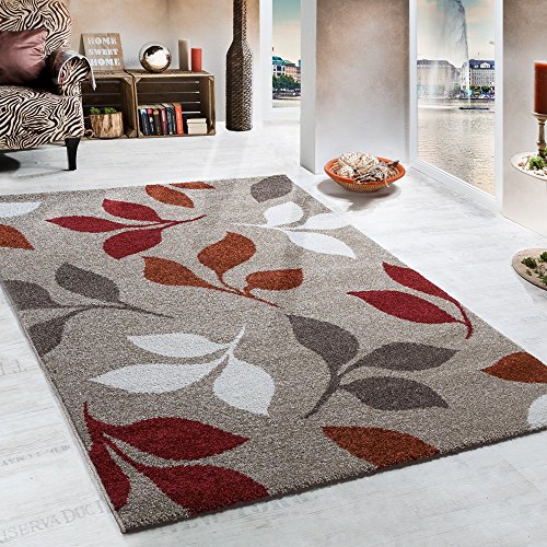 Heavy Woven Rug Floral Design In Beige Terracotta Red Tones Top Quality, Size:160x230 cm