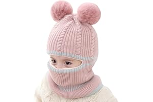 crazy bean Gorros para Niño Niña Bebé Invierno Gorros Y Bufandas Máscaras Bebe 3 En 1 para Mantener El Calor Gorro De Punto Acolchado para Niños De 2-8 Años