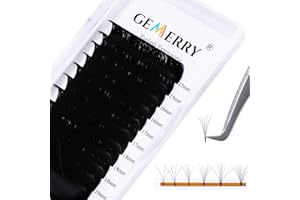 Mieszanka rzęs Easy Fan Lashes 15-20 mm, 3D, 5D, 8D, 10D - 0,07 rzęsy C curl - objętościowe rzęsy wachlarzowe, przedłużenia rzęs firmy GEMERRY (0,07 C curl, mieszanka 15-20 mm)