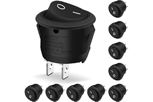 10 stycken vippbrytare rund, Hanibos Mini 2-polig vippströmbrytare på/av låsbar med självlåsning rund brytare 10 A/125 V 6 A