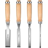 4 Pcs Wood Chisels, 0.236/0.472/0.709/24mm Wood Chisels, Woodworking Tools with Impact Cap for Wood Carving Tools