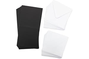 Crafter's Companion 5" x 5" Black Pack of 100-Includes Card Blanks & 50 White Envelopes-Greate for a Variety of Occasions