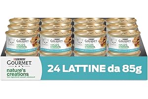 Purina Gourmet Nature's Creations Cibo Umido per Gatti, Ricco in Tonno, Guarnito con Pomodori e Riso, 24 Lattine da 85 g