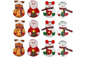 BUZIFU 12 Pz Portaposate Natalizi Porta Posate da Tavola per Natale Borsa per Posate Natalizie Tasche Posate per Natale Babbo Natale Pupazzo di Neve Alce per Decorare Feste di Natale Tavoli da Pranzo