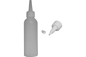 VanAnderen 6 Stück HD-PE-Flaschen 100 ml mit weißer Spritztülle - Leerflasche Kunstoffflasche Plastikflasche Spritzflasche Liquid-Quetschflasche mit Aufträgerspitze zum befüllen und mischen