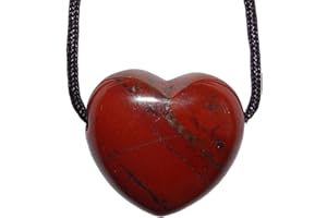 JANNI-SHOP-ANHÄNGER 1 piece red jasper heart pendant 25 mm Stainless Steel Heart 2.5 mm Hole and Ribbon (4753)