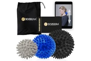 BOZEERA [PALLINA MASSAGGIO PIEDE – SET DI 3] 3x Pallina Massaggio Muscolare Plantare e cosi via – Palline Massaggio Piedi Duro e Medio – Palline de Massaggio con Video (Italiana), Libretto e Borsa – Premium