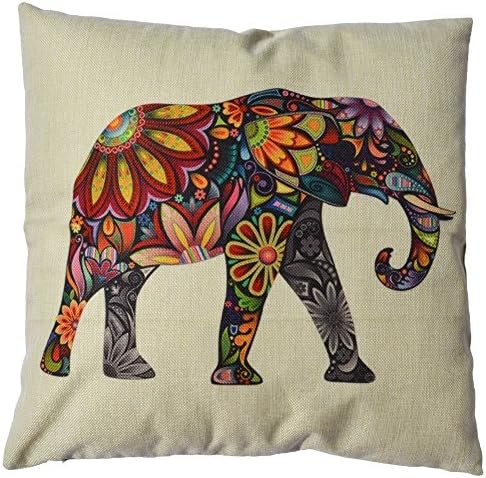 Throw Pillow Case, Hidoon® Linen Cute Elephant Cotton Decorative Throw Pillow Case Cushion Cover 18x18 Inch
