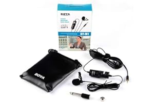 BOYA BYM1 By Shotgun Video Microphone By-M1 Ultimate 3.5mm Lapel Mic Clip-On Video Recording Omnidirectional Condenser for iPhone Android Smartphone Mac Tablet Dslr Camcorder, Black