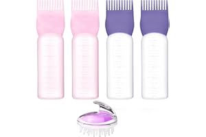 STSAIL Haarfärbebürste 160ML Haaröl Applikator Wurzelkamm Applikator Flasche, Hair Oil Applicator Bottle mit Shampoo Kopfhaut Massagebürste, Scalp Oil Applicator Haar Ölen Applikator Haarfärbe Set