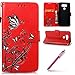 Produktbild LG G6 Hülle PU Leder,LG G6 Neo Case,Hpory Retro Blume Butterfly Muster Bling Flash-Pulver Handyhüllen Leder PU Bookstyle Klapphülle Case With Multi-Kredit Kartenfächer Wallet Flip Cover mit Magnetverschluss und Ständer Cover Case PU Leder Und Silikon Innenschale Anti-Staub Anti-Kratzer und Shockproof Tasche Schutzhülle für LG G6 + 1 x Hpory Stylus-(Rot)